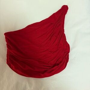 Free People Red One-Shoulder Crop Top